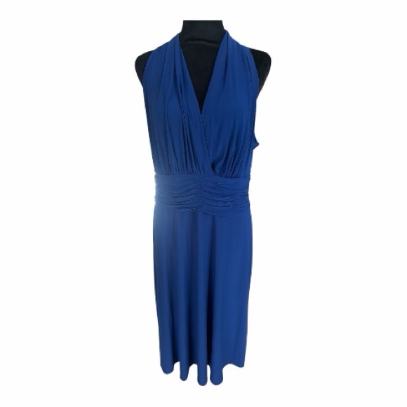 Evan Picone Royal Blue Midi Dress Size 16 - Picture 1 of 7